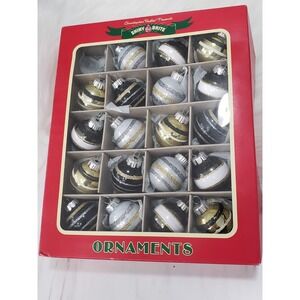 Christopher‎ Radko Shiny Brite Glass Round Ornaments Black Halloween Christmas